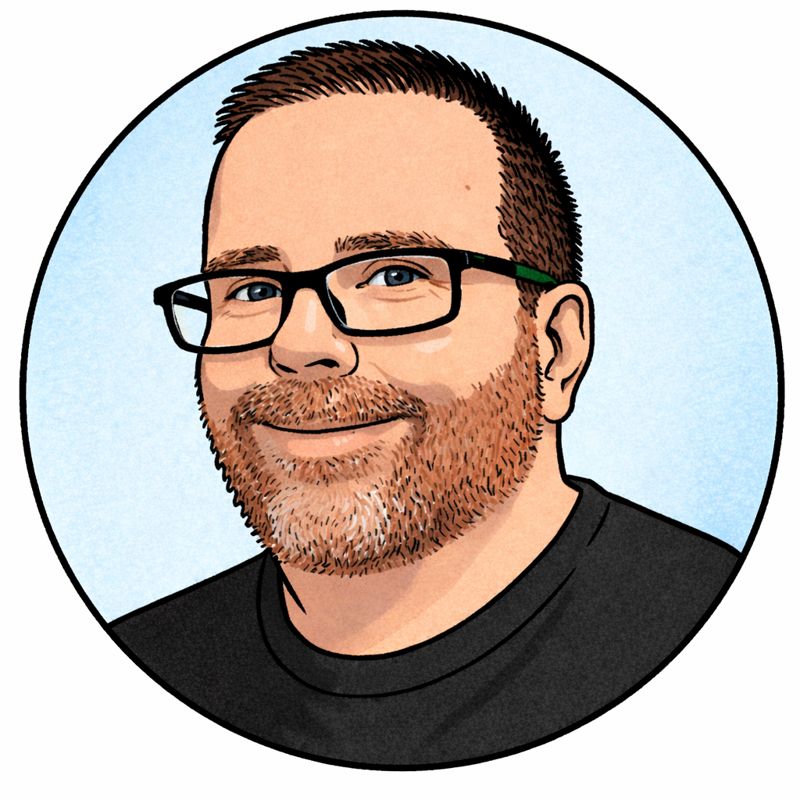 cartoon headshot of the author